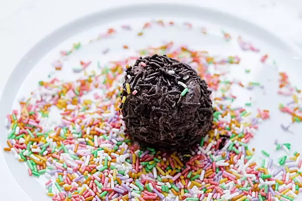 Close up of chocolate cake ball