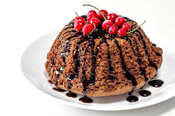 Close-up of chocolate cupcake with red currants (Flip 2019)