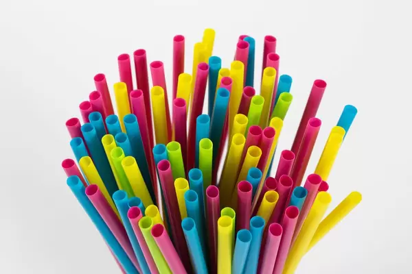 Close-up of colorful drinking straws