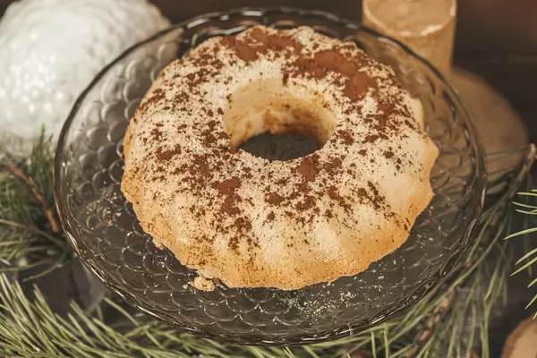 Close-up of cupcake with cocoa