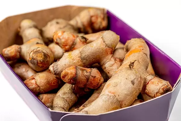 Close-up of fresh turmeric root (Flip 2020)