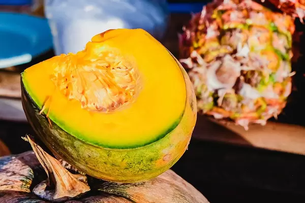 Close up of freshly sliced squash