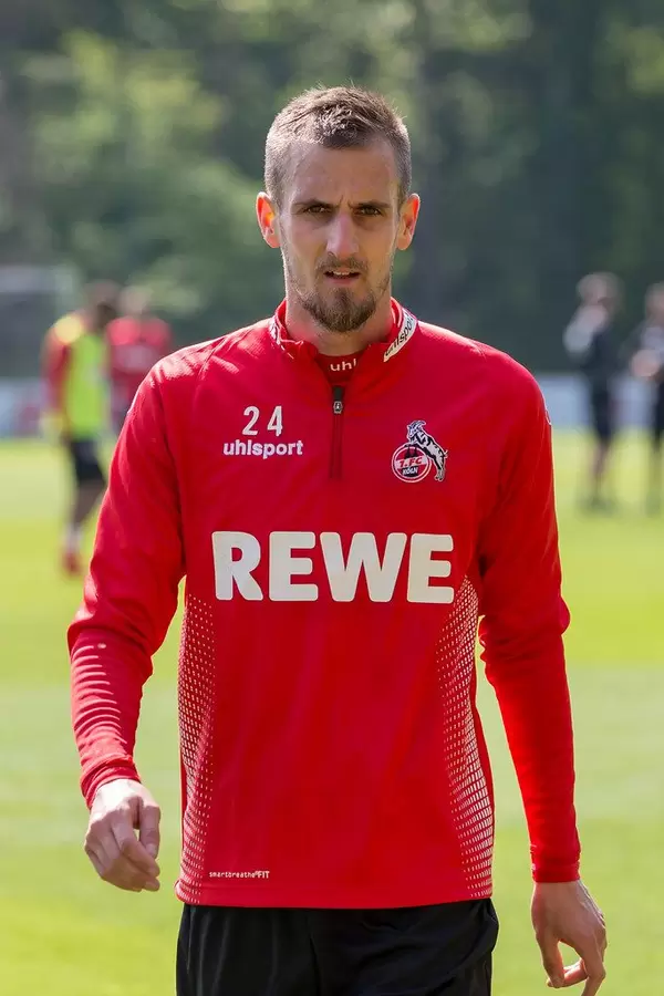 Close-up of German soccer player and 1. FC Köln midfielder Dominick Drexler during training with the new football coach André Pawlak