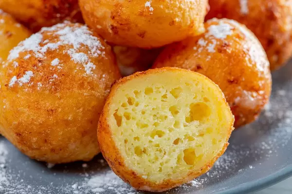 Close-up of half sweet fried cottage cheese homemade cookies (Flip 2019)
