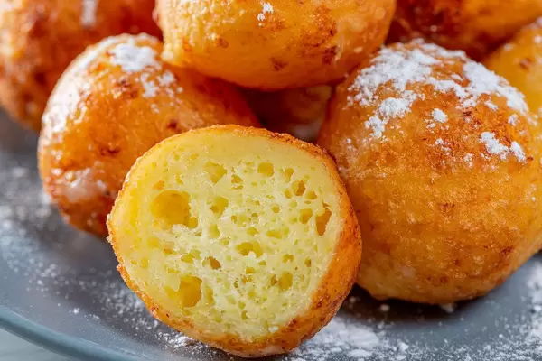 Close-up of half sweet fried cottage cheese homemade cookies