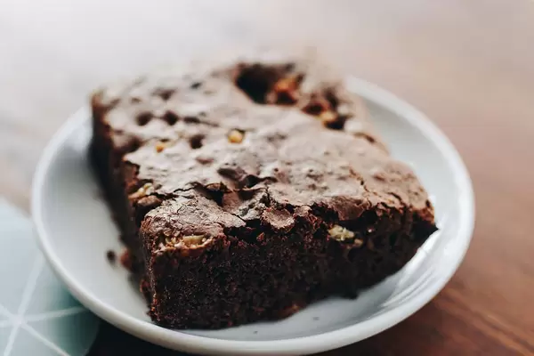 Close up of homemade chocolate brownie