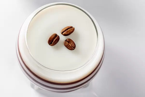 Close-up of jelly milk-coffee dessert