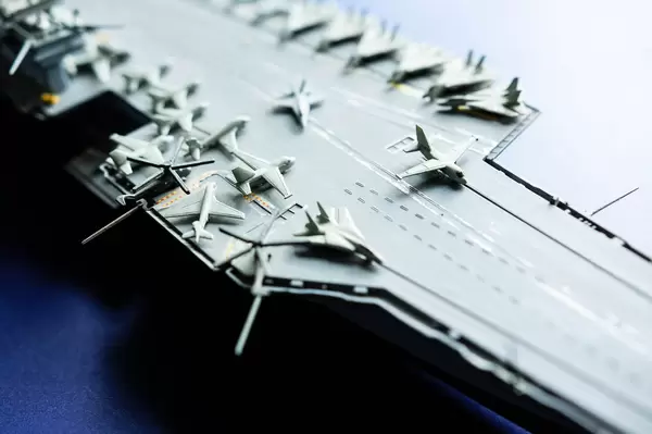 Close up of mini battleship