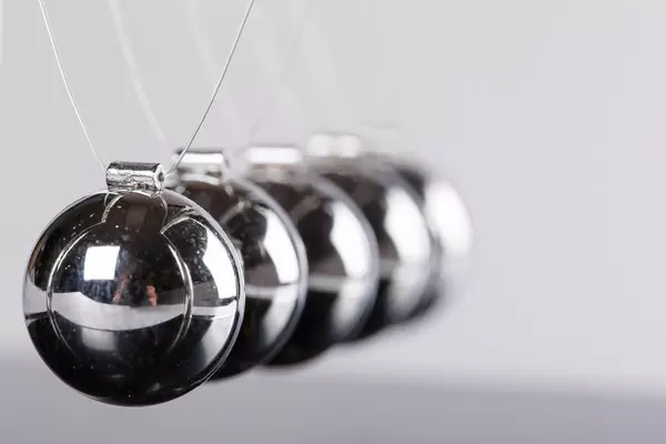 Close up of newton's cradle