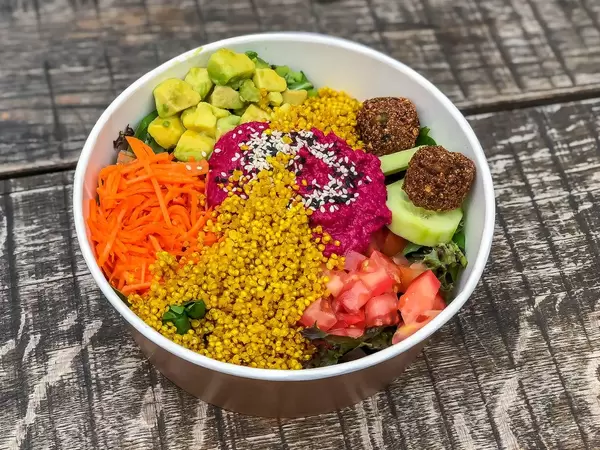 Close-up of rainbow bowl