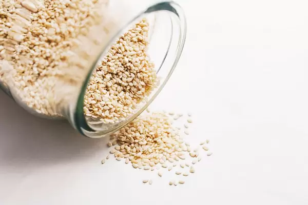 Close up of sesame in a jar
