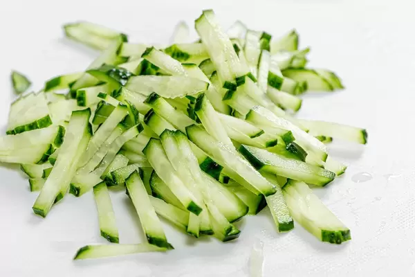 Close-up of sliced fresh cucumbers