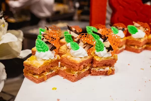 Close up of sliced tasty cupcakes