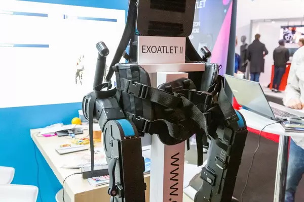 Close-up of the Axoatlet II: Exoskeleton for medical rehabilitation and walking practice