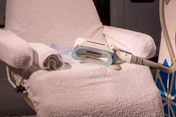 Close-Up of the coolsculpting system to do a Quick Check at Fibo in Cologne, Germany