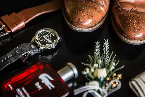 Close up of wedding details for groom  Flip 2019