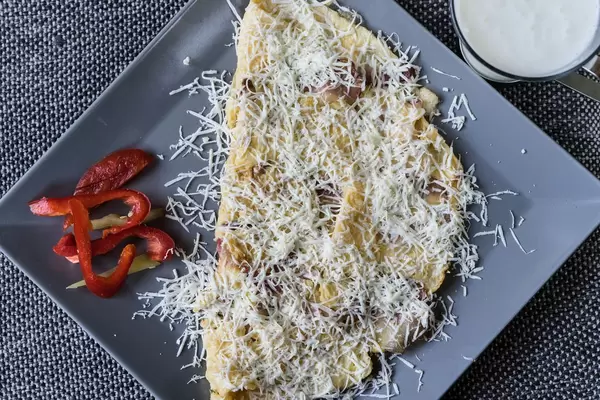 Close Up on a Scrambled Eggs in a Plate