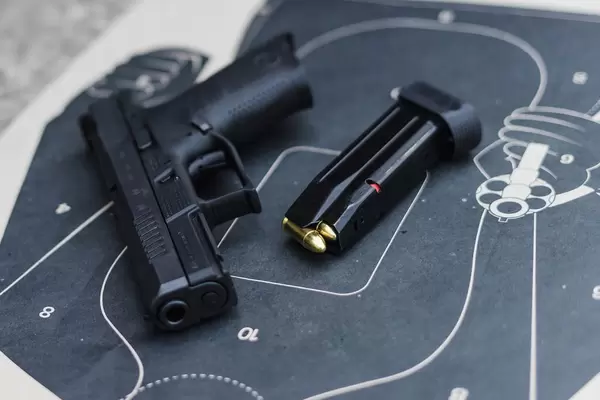 Close Up on Gun and Target