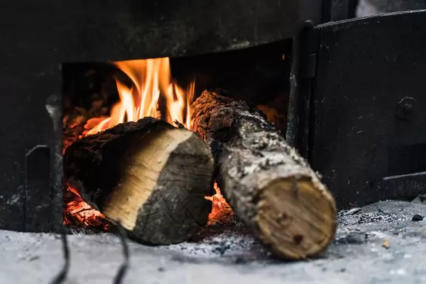 Close Up on the Wood Logs On Fire
