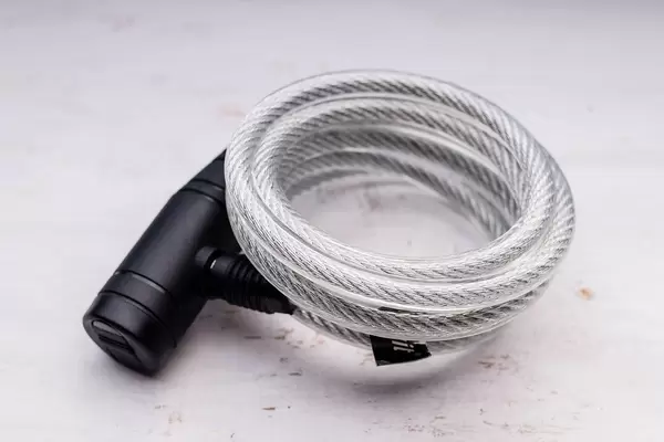 Close Up Photo of a Bike Chain Lock on White Background