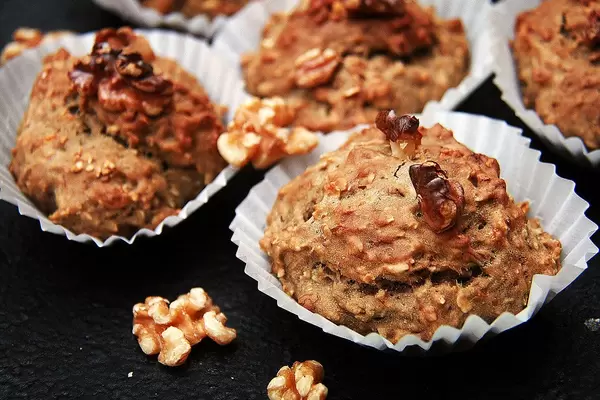 Close Up Photo of Freshly Baked Walnut Muffins