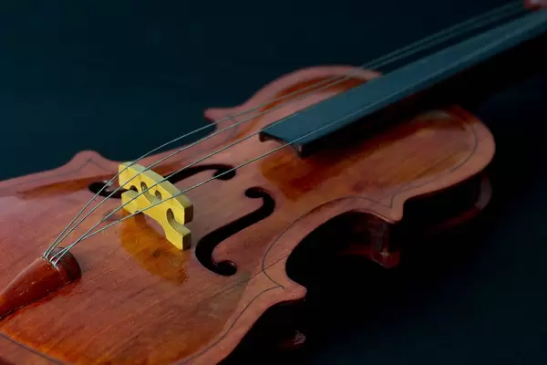 Close Up Photo of Vintage Violin on Dark Background