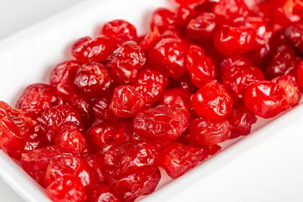 Close-up, red seedless dried cherries