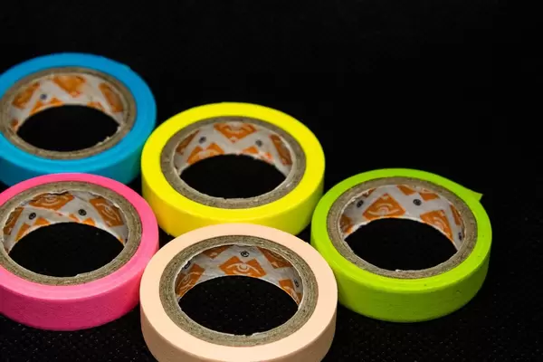 Close up shot of colorful tapes