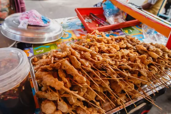 Close up Shot of Crispy Chicken Intestines
