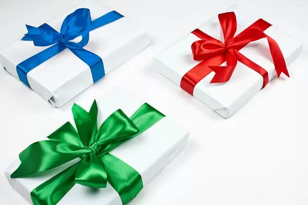 Close-up shot of several gifts