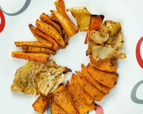 Close-up shot of vegetable chips. Healthy organic snack