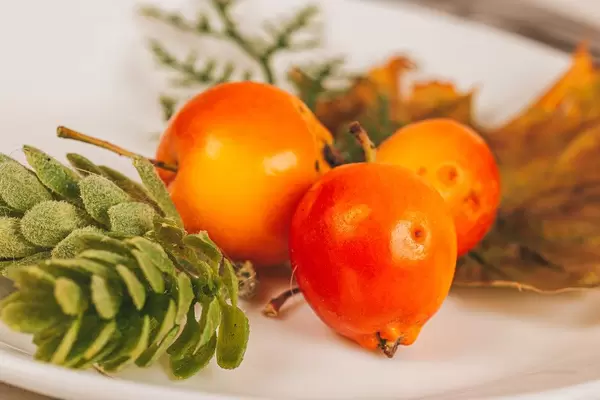 Close-up, small paradise apples on a plate