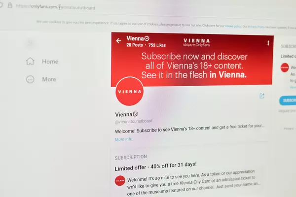 Close-up view of Vienna museums profile in OnlyFans platform for adults