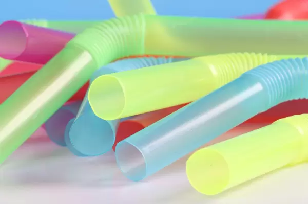 Closeup of Colorful drinking straws