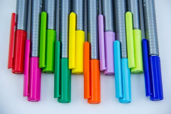 Closeup of Colorful Markers
