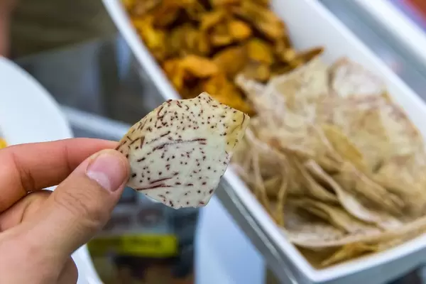 Closeup of exotic crisps from Latin America