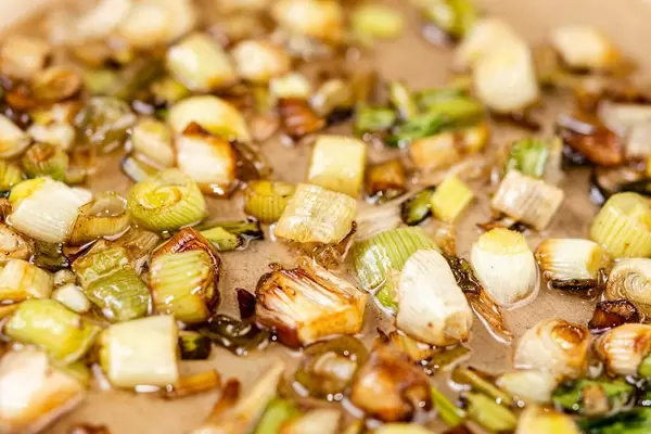 Closeup of Fryed Onions in the hot oil