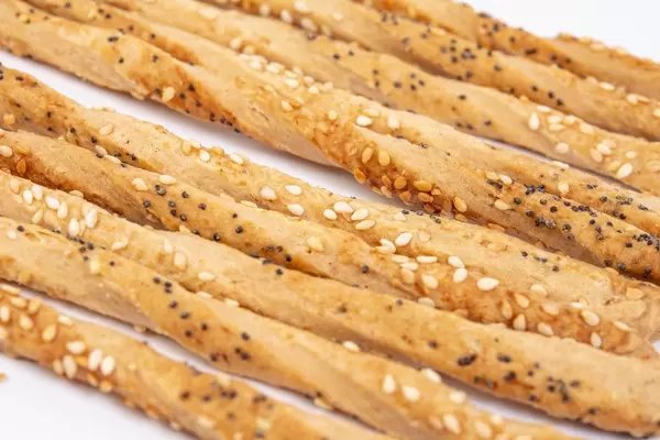 Closeup of Grissini with Poppy Seed and Sesame