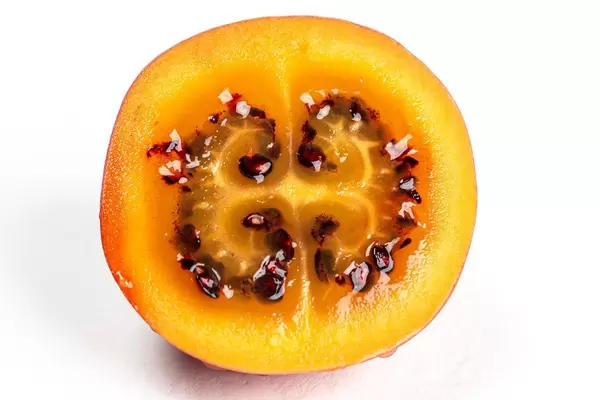 Closeup of half ripe Tamarillo