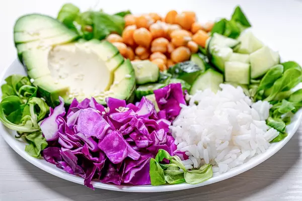 Closeup of healthy vegetarian food (Flip 2019)