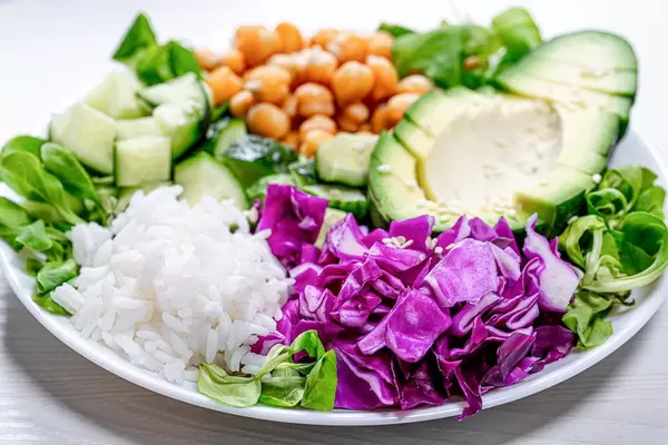 Closeup of healthy vegetarian food