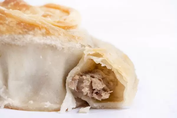 Closeup of Round Burek Pie with Meat