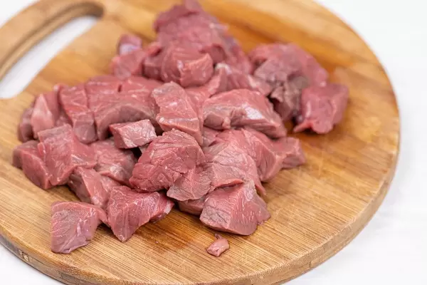 Closeup of Sliced and chopped raw Beef meat
