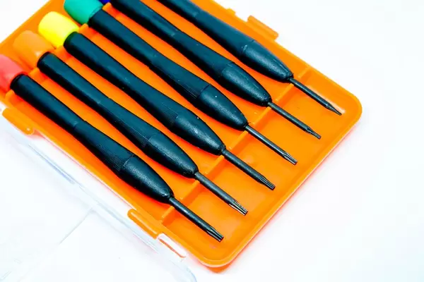 Closeup of torx set on white surface (Flip 2019)