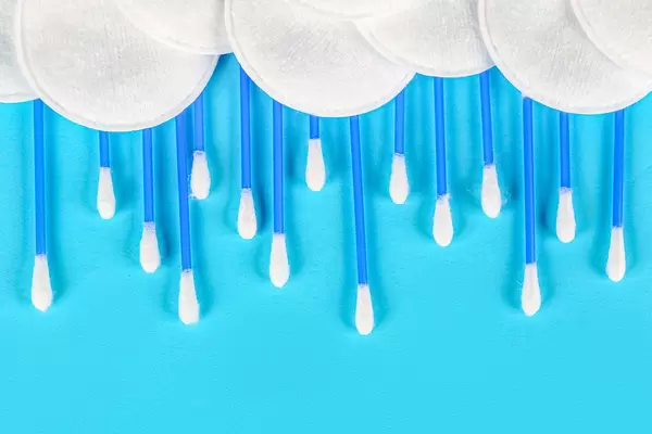 Cloud with rain from cotton pads and ear sticks