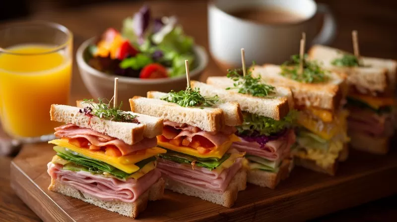 Club Sandwich mit Schinken Käse und Kresse