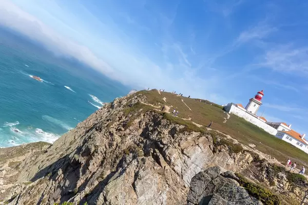 Coastal view of Cabo da Roca with lighthouse
