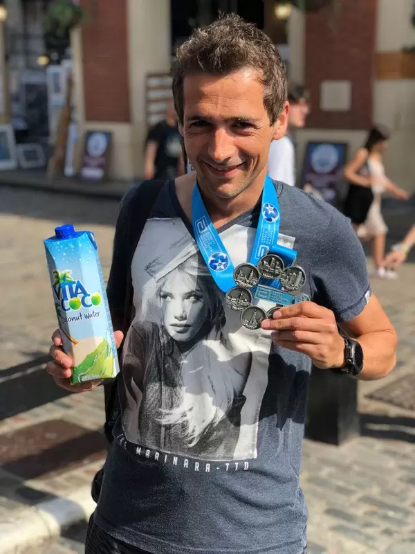 Coconut Water and my Six Star Finish Medal