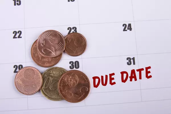 Coins and Due Date text on the calendar
