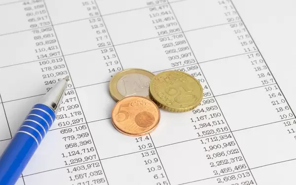 Coins on a spreadsheet